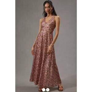Dress The Population Dress Women M Ariyah Blush Mink Multi Sequin Gown Formal